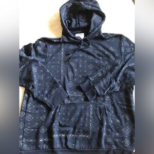 Old Navy Men's Navy Blue Bandana Patterned Hoodie Sweatshirt